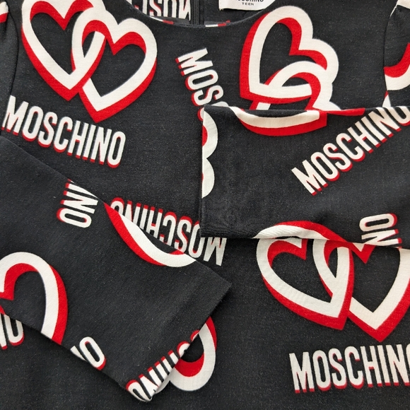 Moschino • Girls Logo Hearts Black Dress - Picture 7 of 9